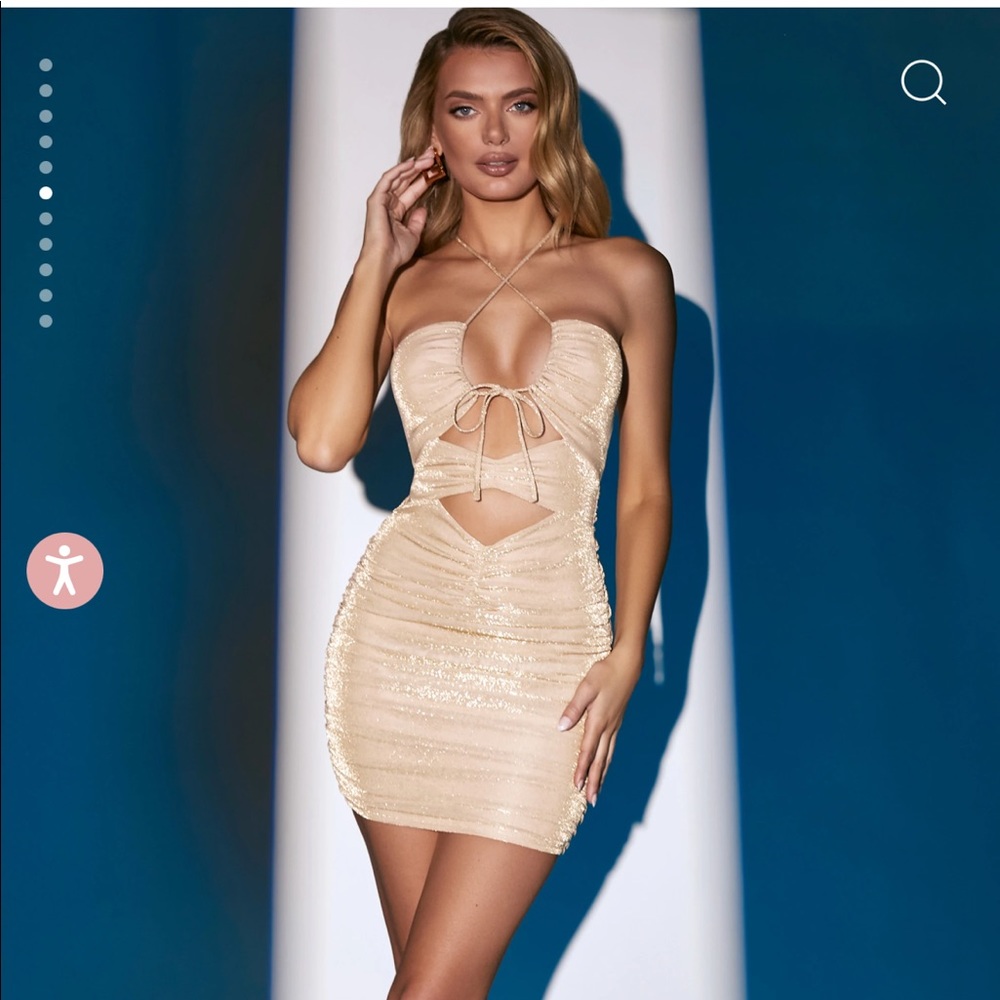 Oh polly ruched cut out mini dress